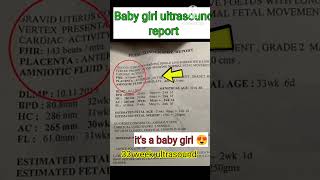 ultrasound report baby girl। Gender reveal #anomaly #baby #ultrasound #firstultrasound #shorts