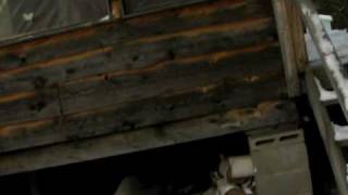 Peter running barefoot in snow to lake and back to cottage