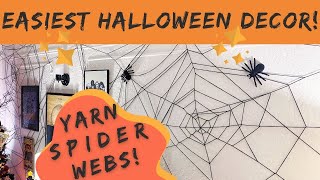 Biggest, Easiest and Cheapest Halloween Decoration! DIY Yarn Spider Webs!