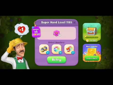 Super Hard Level 1185x Reward 100x #gardenscapes #subscribe