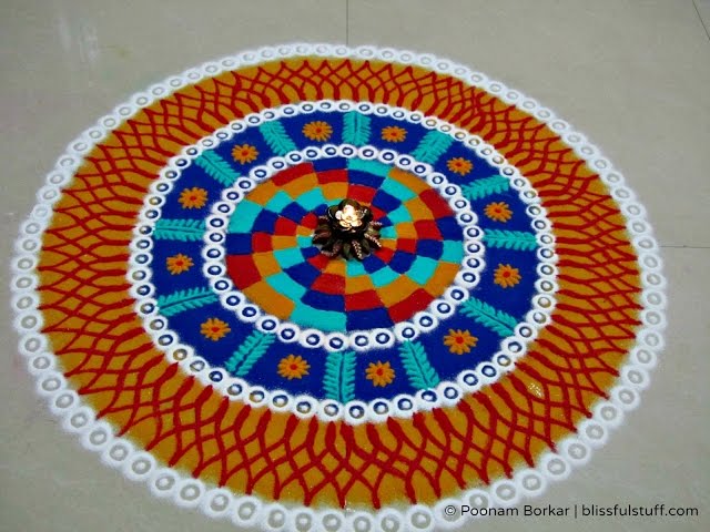 Beautiful and unique multicolored rangoli design by poonam borkar