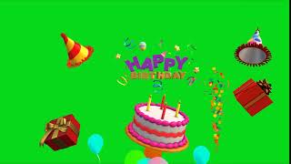 Happy Birthday Green Screen Chroma Key 3D Animated