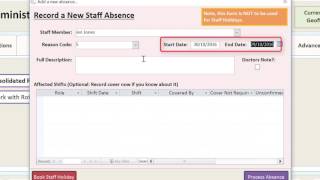 Record Staff Absence