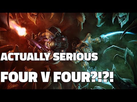 Starcraft 2: A Real Team Game?! (Full Squad Four vs Four)