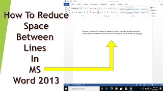 How To Reduce Line Space In MS Word 2013