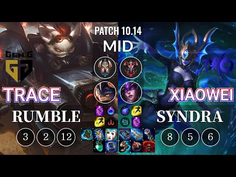 GEN TrAce Rumble vs DMO Xiaowei Syndra Mid - KR Patch 10.14