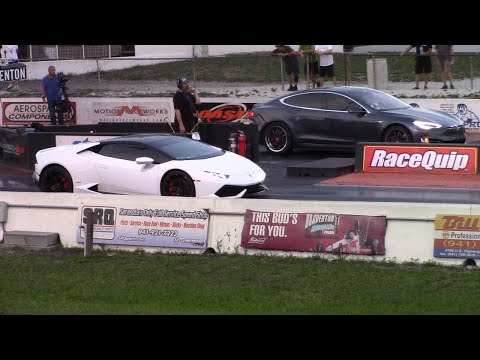 Lamborghini Huracán vs Tesla Model S P100D & Scat Pack 1/4 Mile