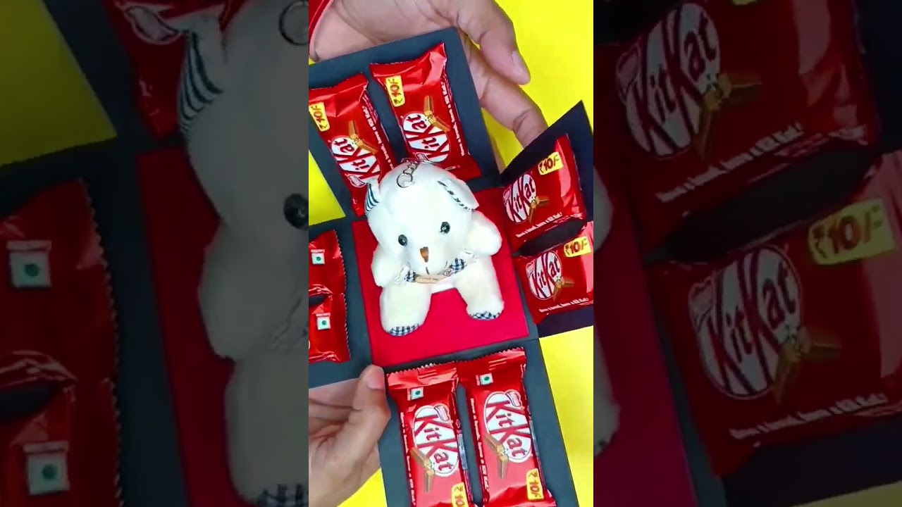Watch video Chocolate Explosion Gift Box card with teddy bear keyring #anniversarygift #birthdaygift #teddybear Now Chocolate Explosion Gift Box card with teddy bear keyring #anniversarygift #birthdaygift #teddybear