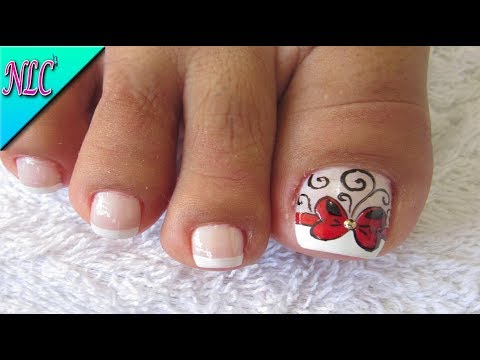 DECORACIÓN DE UÑAS MOÑO PARA PIES – DECORACIÓN DE MOÑO Y FRANCÉS – FRENCH NAIL ART – NLC