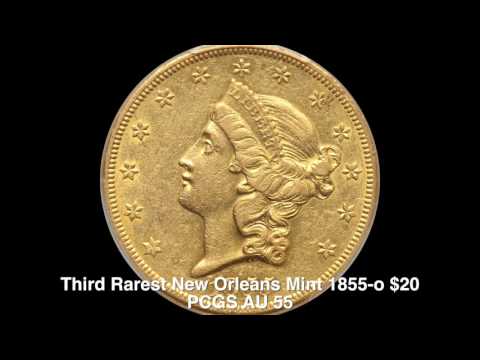1855 O $20 PCGS AU 55
