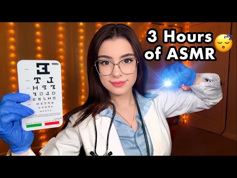 ASMR 3 HOURS Of Cranial Nerve Exam for SLEEP 💤 Medical Roleplay, Ear, Eye & Hearing Tests