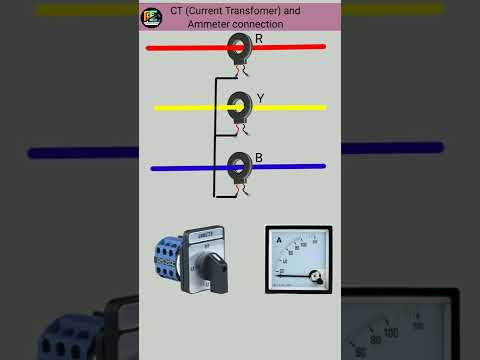 Current Transformer (C.T.) connected with Ammeter Selector Switch and Ammeter connection #shorts