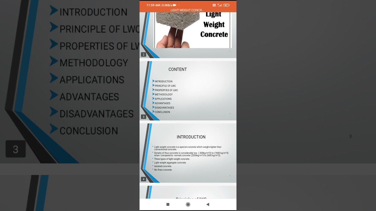 ppt on light weight of concrete.(belongs to civil engineering 👨‍🔧)