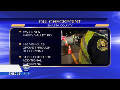 Shasta County checkpoint leads to 2 DUI arrests and 10 citations