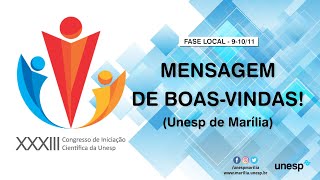 XXXIII Congresso de Iniciação Científica - Fase Local - Mensagem de boas-vindas da FFC