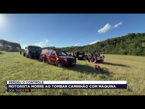 Motorista morre ao tombar caminhão na PR-573 entre Braganey e Corbélia