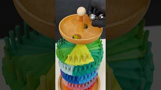 Marble Run ASMR ☆ Beautiful Bell Sounds on a Rainbow Wooden Tower♪ #asmr #bell #Relaxing