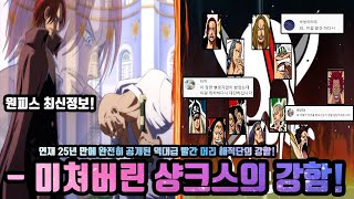 [원피스 최신정보] 미쳐버린 사황 샹크스 역대급 최신 정보! 연재 25년 만에 완전히 공개된 빨간 머리 해적단 최고 간부와 해적단 최강 강함 순위!
