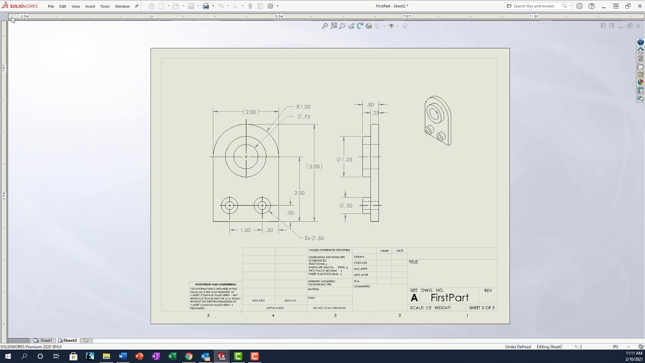 Solidworks: Printing the drawing, creating a PDF