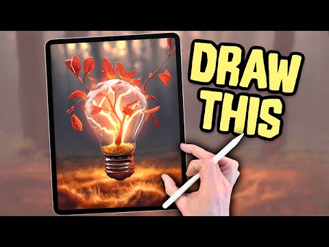 FALL AUTUMN WOODLAND LIGHTBULB  - Procreate drawing tutorial made easy