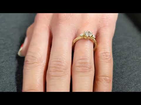 Moissanite 14k Real Gold Moissanite Diamonds Dainty Round 3 Stone Engagement Ring