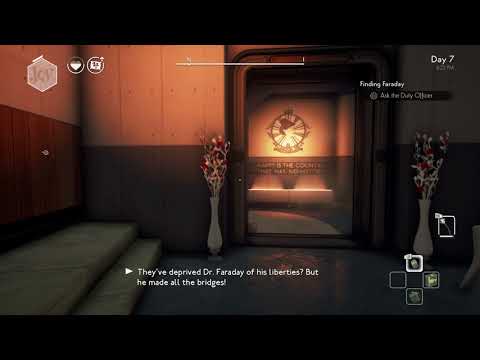 We Happy Few - Finding Faraday: Bobby HQ: Ask Officer, Take Elevator To Records, Cutscene (2018)