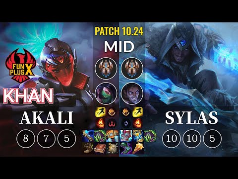 FPX Khan Akali vs Sylas Mid - KR Patch 10.24
