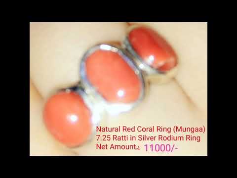 Red Coral Moonga Ring