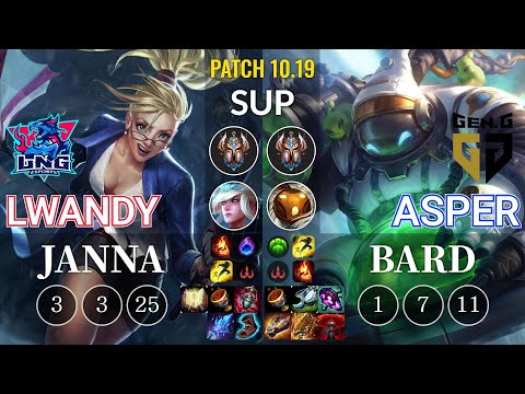 LNG lwandy Janna vs GEN Asper Bard Sup - KR Patch 10.19