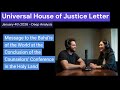 UHJ Letter January 04 2026 Counselor S Conference Bahai Bahaifaith UHJ