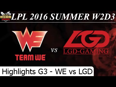 WE vs LGD Game 3 Highlights - LPL Summer 2016 W2D1M7 Team World Elite vs LGD Gaming