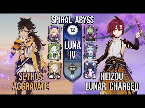 Sethos Aggravate x Heizou Lunar Charged | Spiral Abyss 6.3 / Luna IV | Genshin Impact