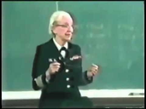 Grace hopper on chat show Letterman (late night TV old footage) holds a peice of wire that demonstrates the maximum distance an electron can travel in a nanosecond.