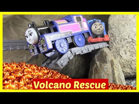 Thomas and Friends Accidents will Happen | Toy Train Accident | Volcano Drop Set to the Rescue Video