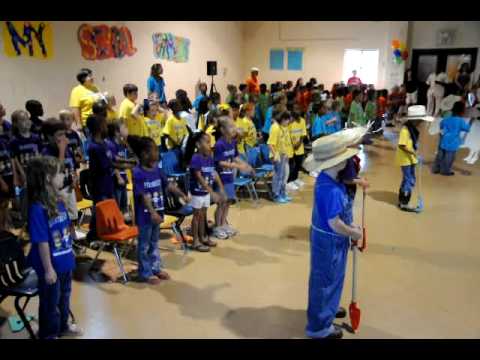 Students sing "Down On Grandpa's Farm"