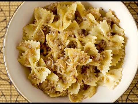 Kasha Varnishkes - bowtie pasta or farfalle and buckwheat groats