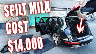 Crying over spilt milk. A $4.00 bottle of milk caused $14,000 damage to my Audi, an expensive lesson
