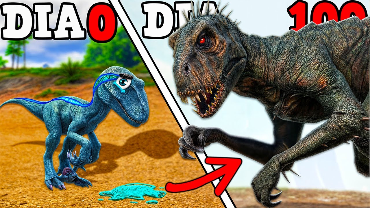 EVOLUIMOS PARA O GIGANTE SCORPIOS REX! A HISTÓRIA DO PEQUENO BLUE RAPTOR ORFÃO! SOBREVIVI 100 DIAS