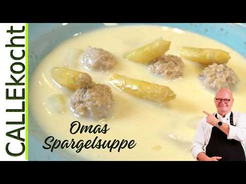 Leckere Spargelsuppe mit Fleischklößchen - Omas Rezept