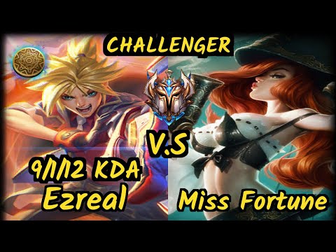 Keria (EZREAL) vs MISS FORTUNE - 9/1/12 KDA BOTTOM ADC CHALLENGER GAMEPLAY - KR