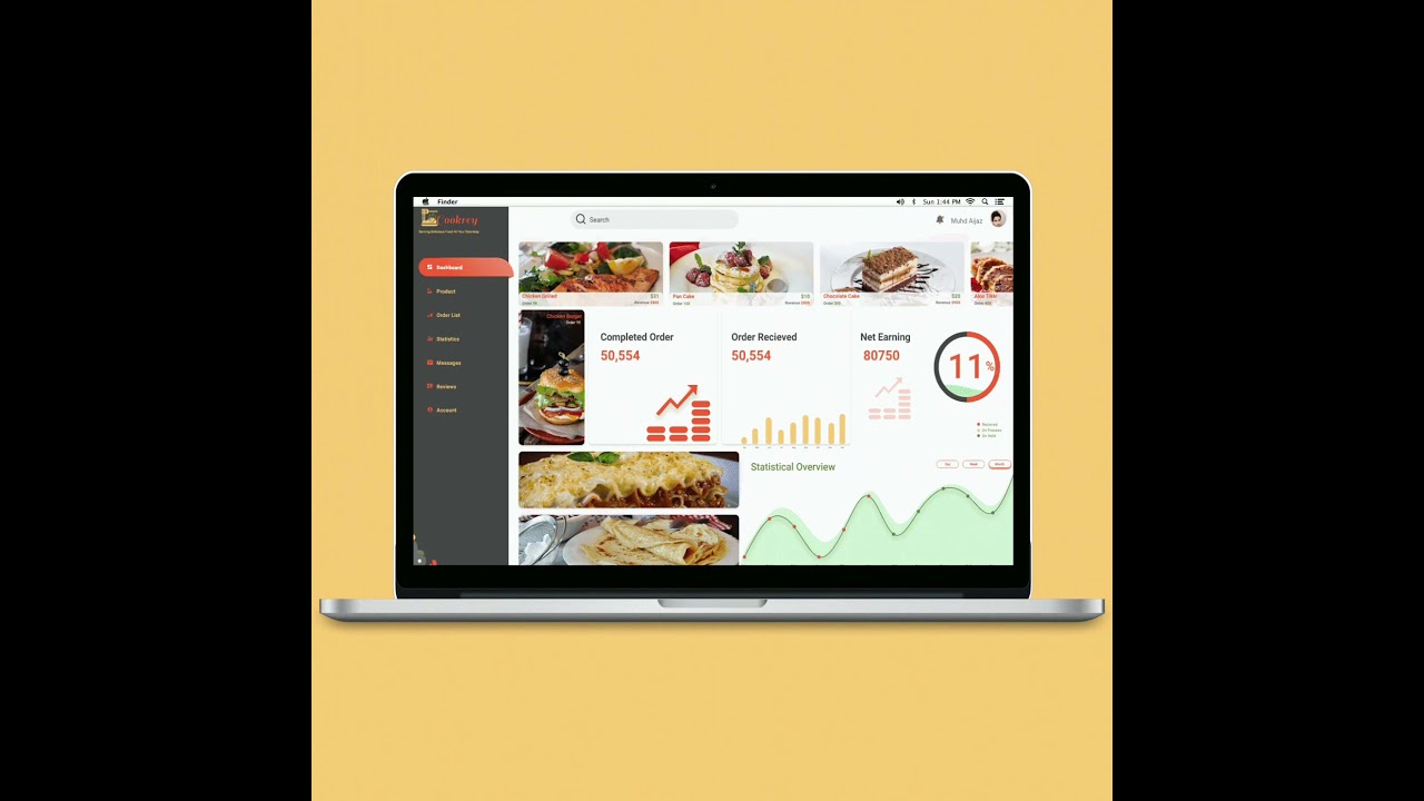 Food ordering admin Dashboard UI design