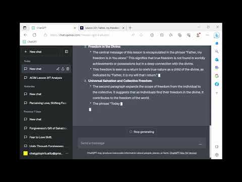 ChatGPT Spirituality ACIM Lesson 321 - Father, my freedom is in You alone