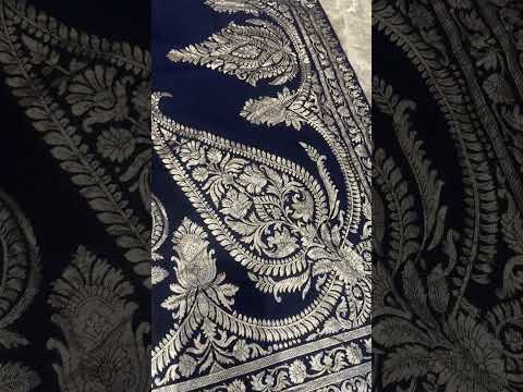 Navy Blue Tussar Silk Dupatta with Silver-Tone Zari
