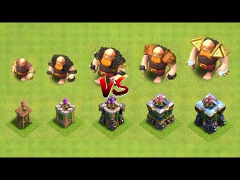 Every level Archer tower vs every level giant attack clashofclans game 