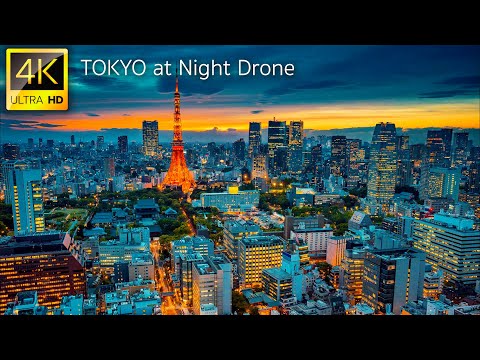 Tokyo, Japan in 4K Drone at Night | Explore Tokyo at Night with 4K Drone Film
