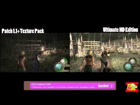 Resident Evil 4 Comparison: Patch 1.1 +  Texture pack  VS Ultimate HD Edition