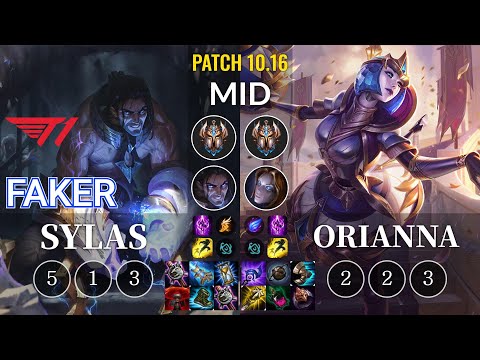 T1 Faker Sylas vs Orianna Mid - KR Patch 10.16