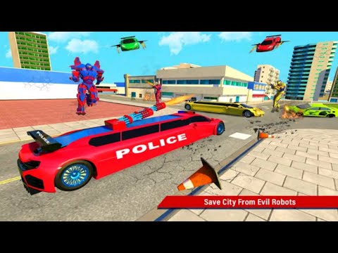 Flying Limo Police Helicopter Car Robot Games - Android Gameplays