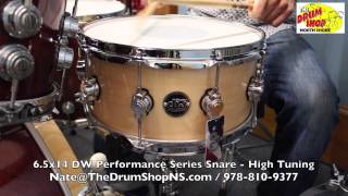 Video thumbnail for DW Performance Series Snare 6.5x14 - Natural Lacquer - The Drum Shop North Shore by Nate Morrison Drums