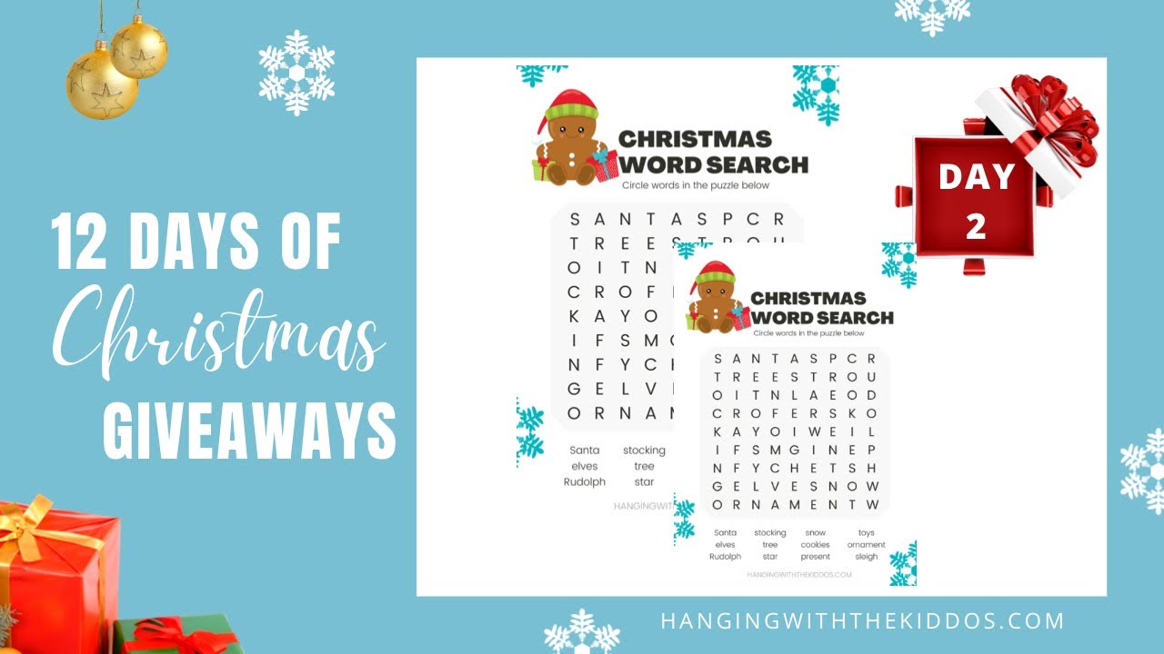 12 Days of Christmas Giveaways| Day 2- Free Christmas Word Search Printable